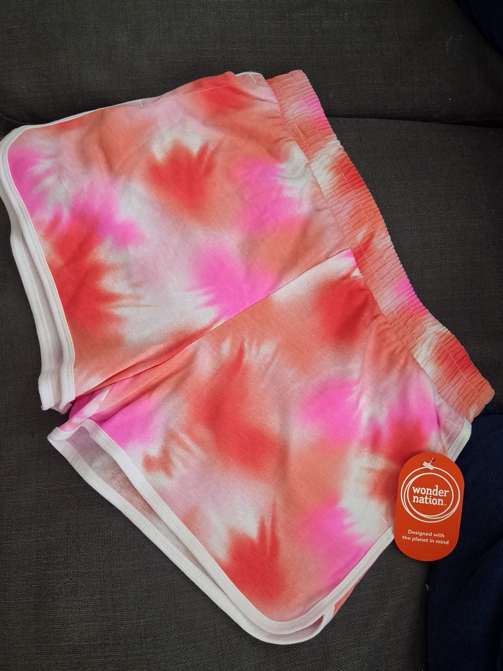 Wonder Nation Tie-Dye Pink & Coral Girls' Athletic Shorts